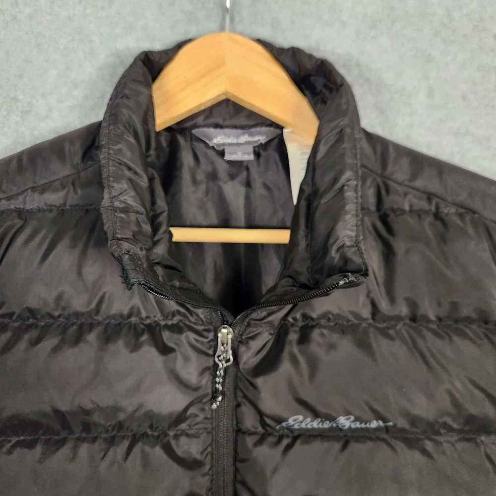 Eddie Bauer Jacket Mens Medium Black EB650 Down Insulated Puffer Lightweight